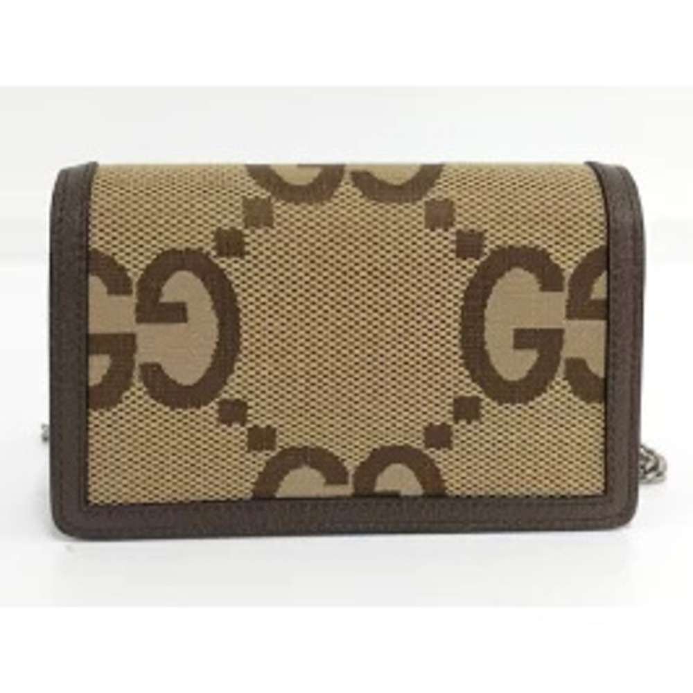 GUCCI Chain Shoulder Bag Jumbo GG Canvas Beige Brown - Picture 2 of 9